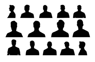 Erkek ve kadın avatar profil işareti, farklı insanlar avatarlar, yüz silueti. İnsan Yüzü Yanı Silüeti hisse senedi çizimi