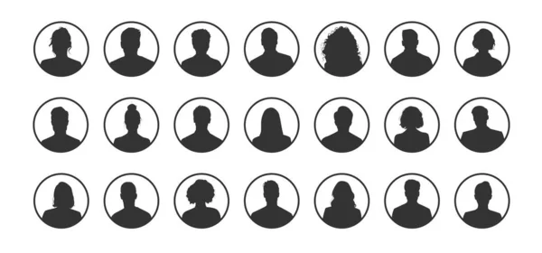 Чоловічий Жіночий Знак Профілю Аватару Різні Люди Аватари Обличчям Силуету — стоковий вектор