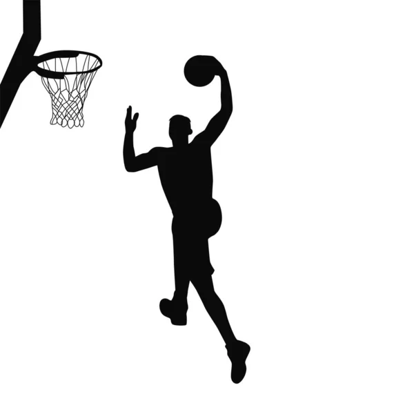 Mann Basketballspieler Menschen Spielen Basketball Silhouette — Stockvektor