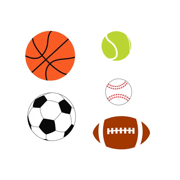Sport Ball Basket Fotboll Tennis Ball Baseball Rugby Boll — Stock vektor
