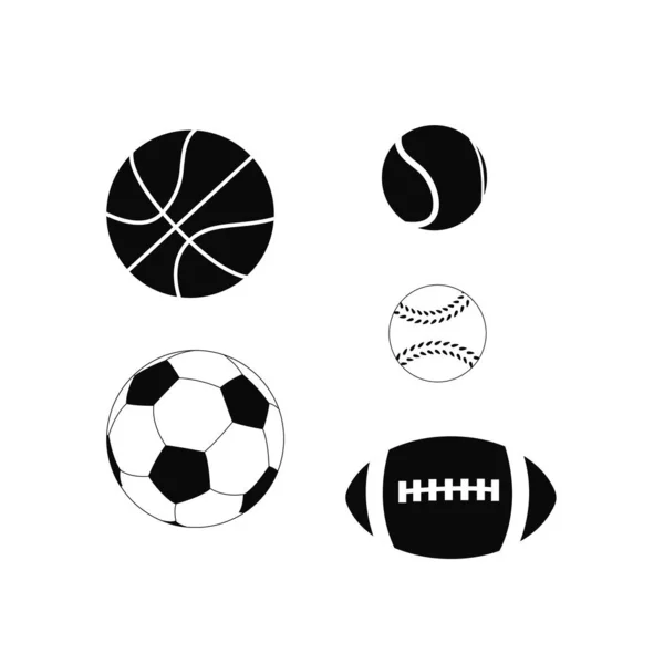 Bola Esportes Futebol Basquete Bola Tênis Bola Beisebol Rugby Ball —  Vetores de Stock