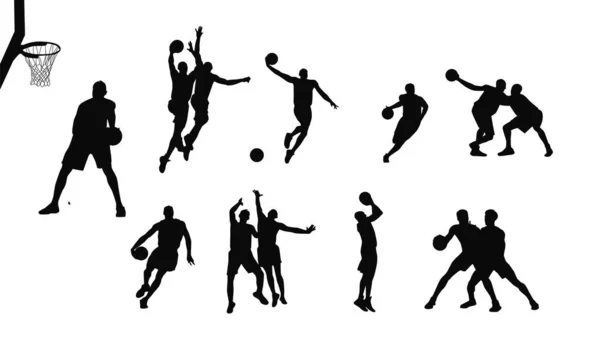 Homme Joueur Basket Silhouette Vecteur — Image vectorielle