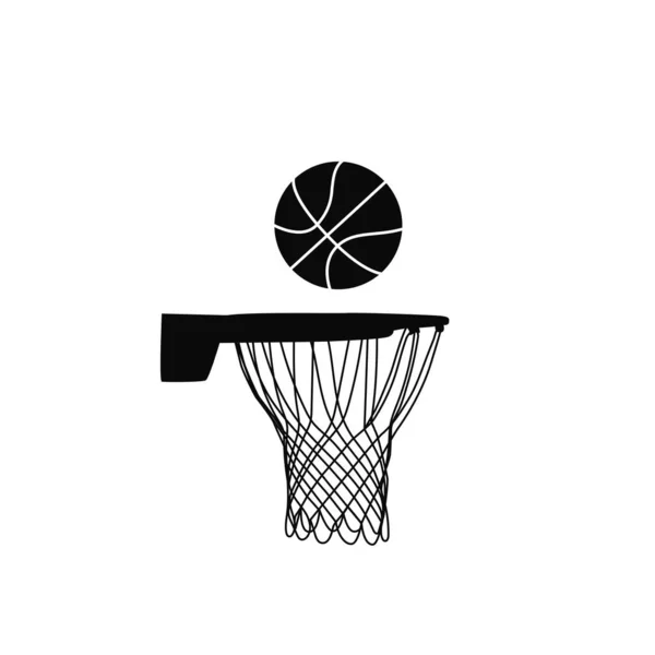Basketbal Hoepel Bal Silhouet — Stockvector