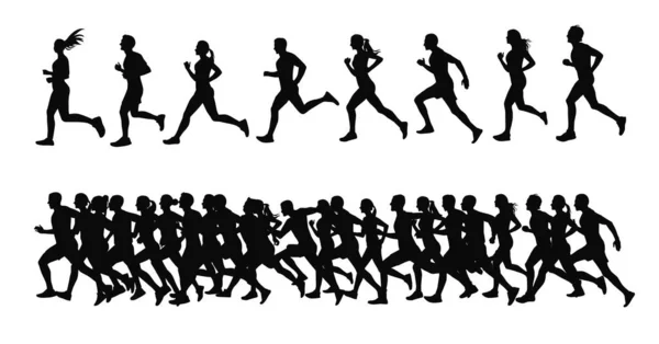 Άνθρωποι Τρέχουν Σιλουέτα Τρέχει Διαγωνισμό — Διανυσματικό Αρχείο