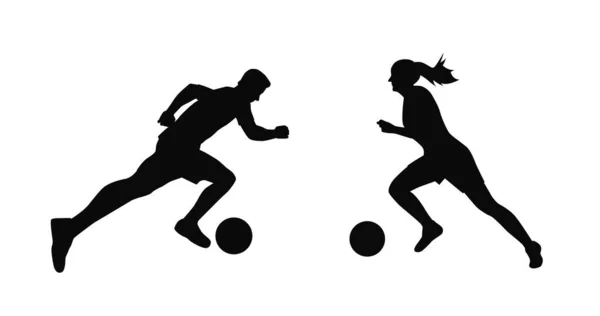 Ανδρική Και Γυναικεία Σιλουέτα Ποδοσφαίρου — Διανυσματικό Αρχείο