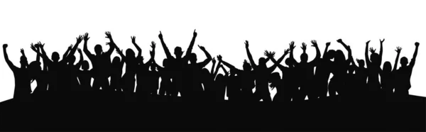 stock vector Cheering crowd at a concert. People raising hand at the concert