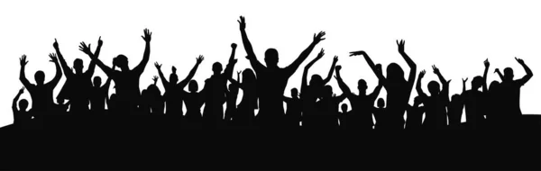 Толпа Аплодирует Концерте Люди Поднимают Руку Концерте — стоковый вектор