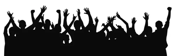 Аплодирующие Толпы Концерте Счастливая Группа Молодых Людей Танцует Музыкальном Концерте — стоковый вектор
