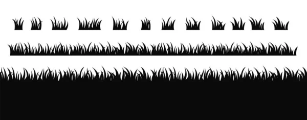 Zwarte Silhouetten Van Grasvector — Stockvector