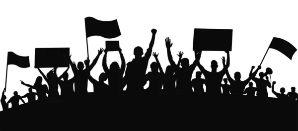 Protestocular Öfkeli Insan Silueti Kalabalığı — Stok Vektör