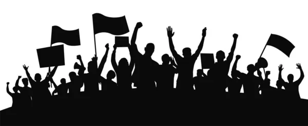 Protestocular Öfkeli Insan Silueti Kalabalığı — Stok Vektör