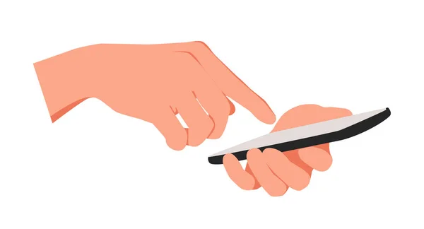 Mão Segurando Smartphone Preto Com Tela Branco —  Vetores de Stock