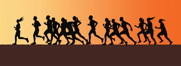 Gente Corriendo Silueta Corriendo Concurso — Archivo Imágenes Vectoriales