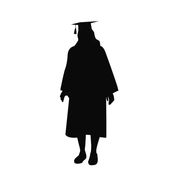 Graduó Universidad Universidad Una Joven Mujer Graduada Silueta Estudiante — Vector de stock