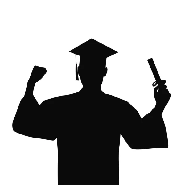 大学や大学を卒業 若い男が学生のシルエットを卒業 — ストックベクタ