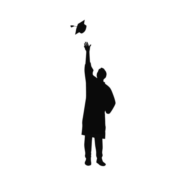 大学や大学を卒業 若い男が学生のシルエットを卒業 — ストックベクタ