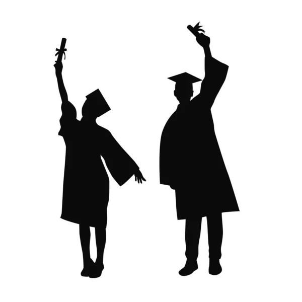マントルの卒業生卒業キャップを投げる 大学卒業 — ストックベクタ