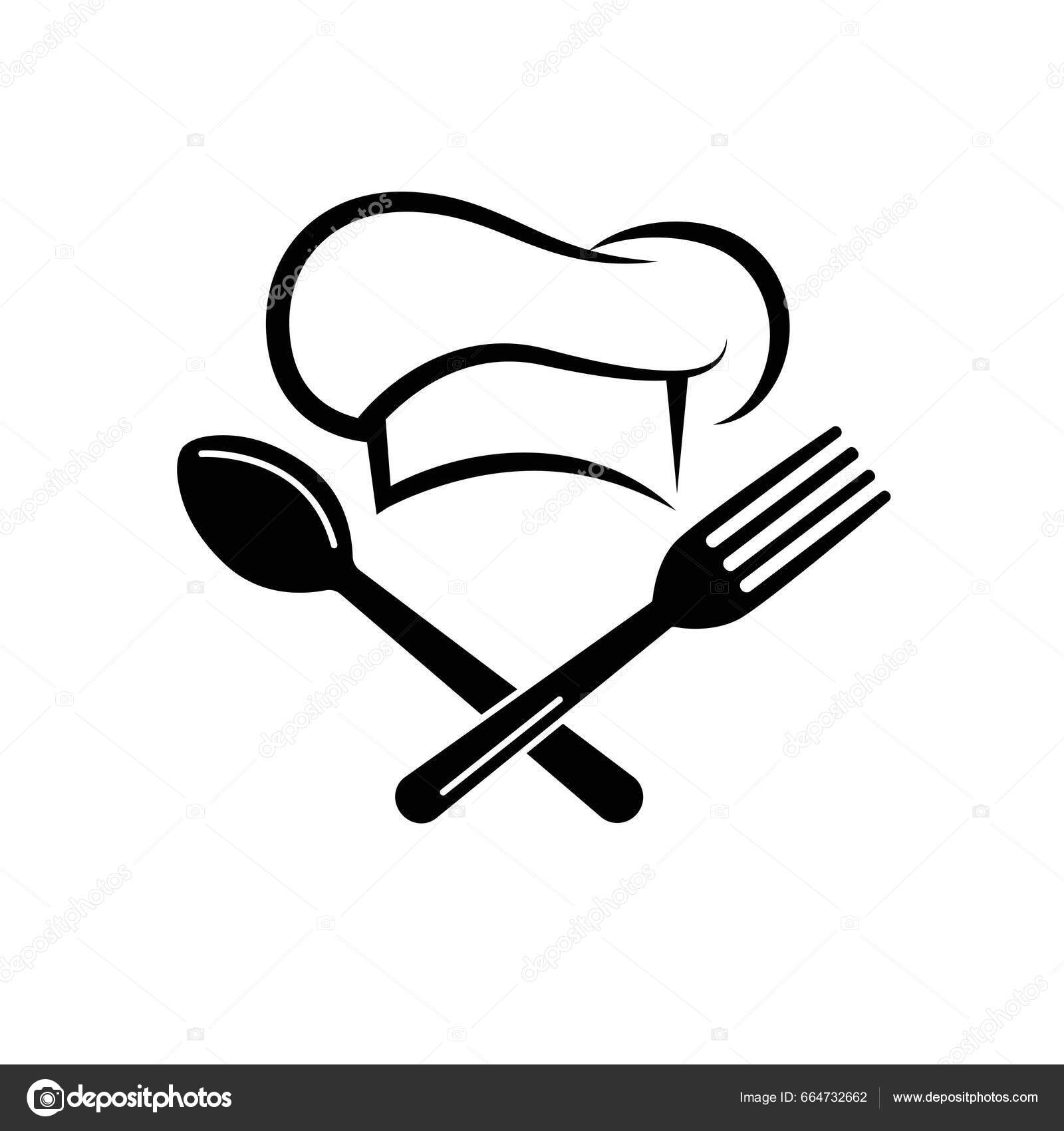 Chef Hat Spoon Fork Plate Chef Hat Kitchen Utensils Stock Vector by
