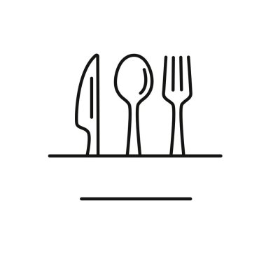 Kaşık, çatal, bıçak hattı. Logo pişirme, restoran logosu