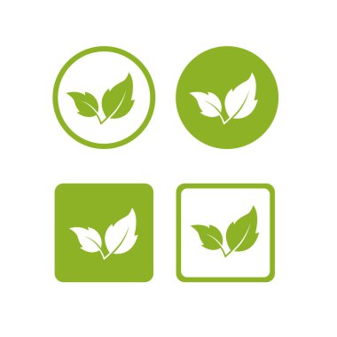 Yeşil yapraklı organik ikonlar. Biyolojik, organik
