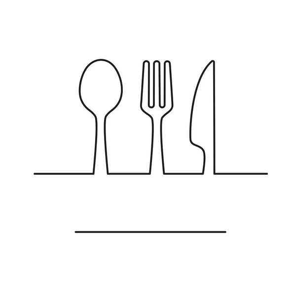 Kaşık Çatal Bıçak Hattı Logo Pişirme Restoran Logosu — Stok Vektör