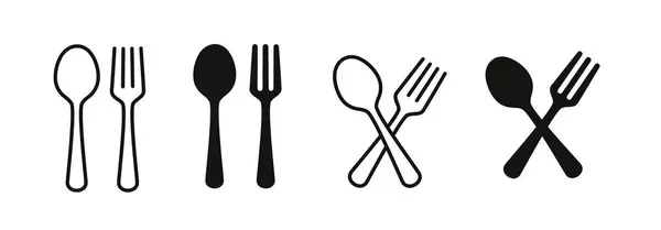 勺子和叉子烹调标志 — 图库矢量图片