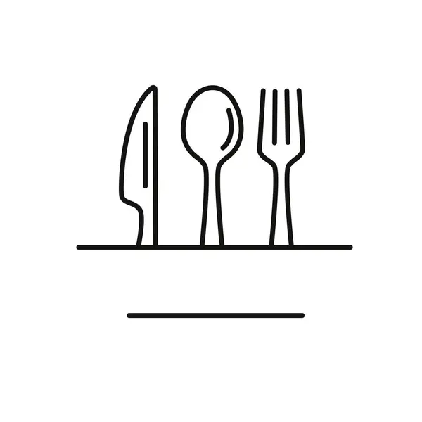 Colher Garfo Linha Faca Logotipo Cozinha Logotipo Restaurante —  Vetores de Stock