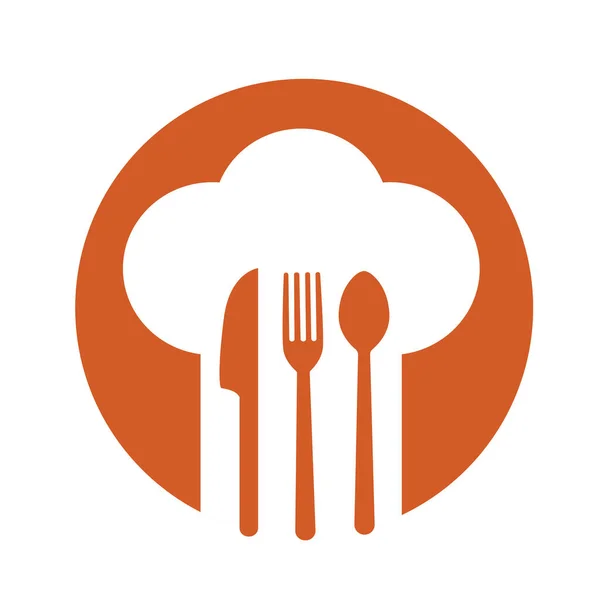 Chef Hat Spoon Fork Knife Chef Hat Kitchen Utensils — Stock Vector
