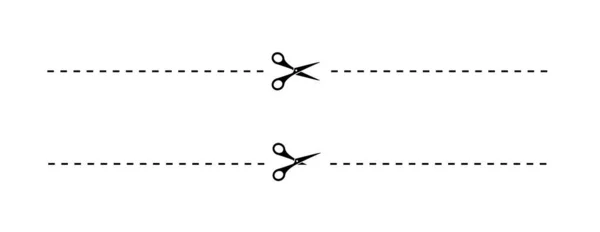 Set Black Scissors Cut Lines — Stock Vector