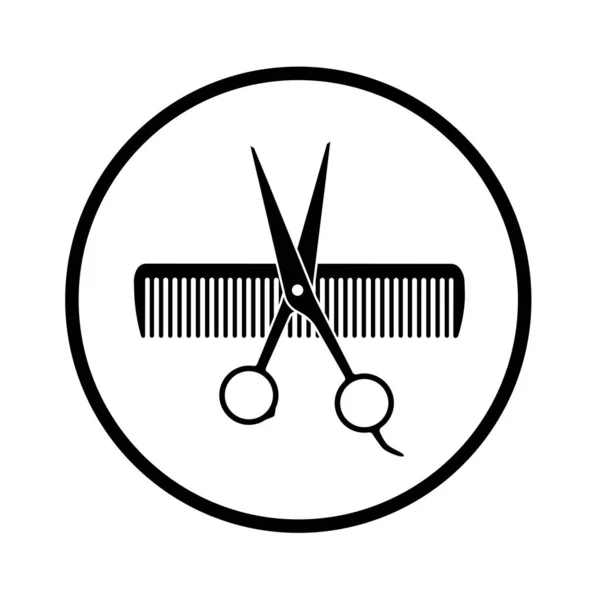 Black Scissors Cutting Strand Hair — Stock Vector