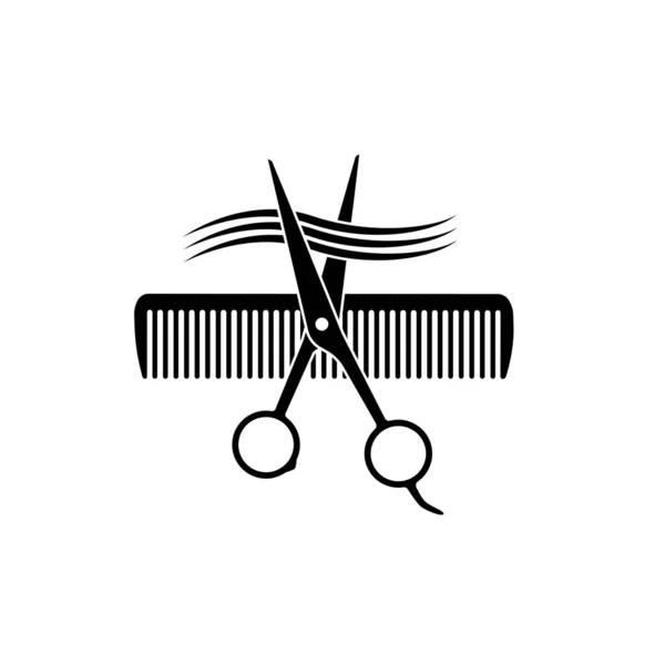Černé Nůžky Stříhají Pramen Vlasů — Stockový vektor