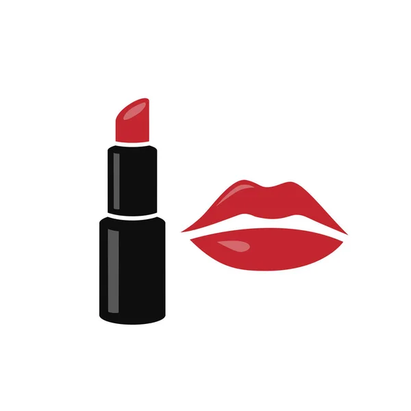 Lippenstift Vektorillustration Lippen Mit Lippenstift — Stockvektor