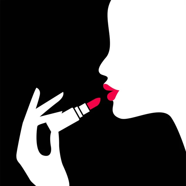 Beautiful Woman Silhouette Lipstick — Stock Vector