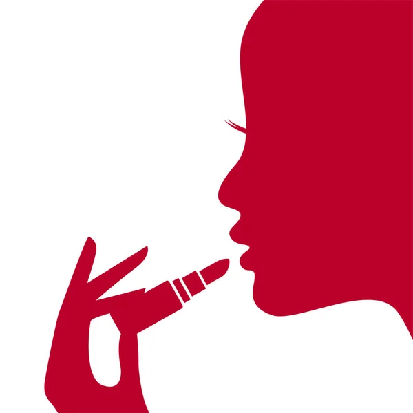 Belle Silhouette Femme Avec Rouge Lèvres — Image vectorielle