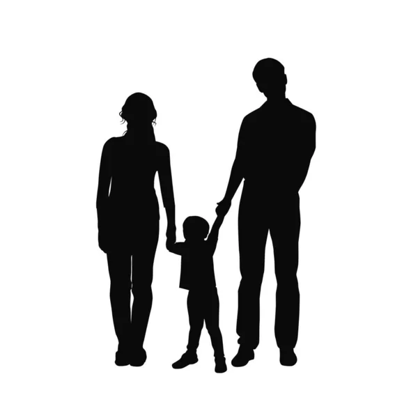 Silhouettes Familiales Parents Avec Leur Petit Bébé — Image vectorielle