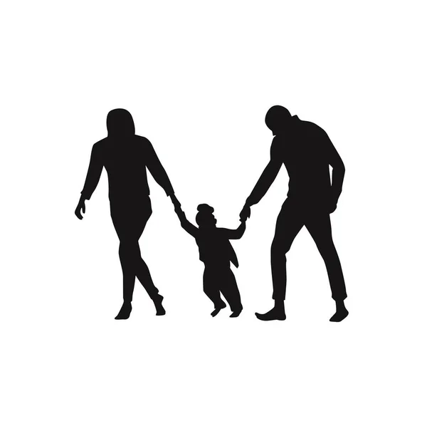 Familie Silhouetten Ouders Met Hun Kleine Baby Gezinnen Met Kleine — Stockvector