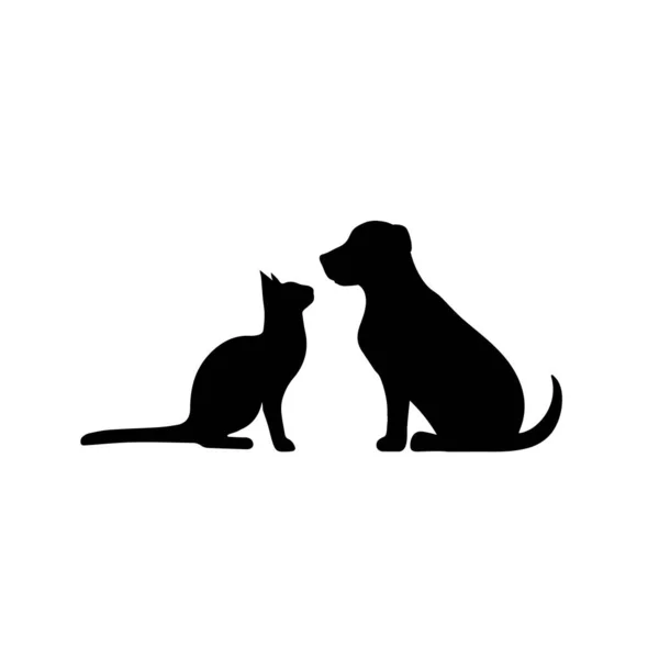 Кошка Собака Силуэт Кошки Собаки — стоковый вектор