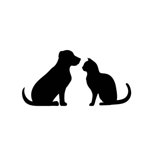 Кошка Собака Силуэт Кошки Собаки — стоковый вектор