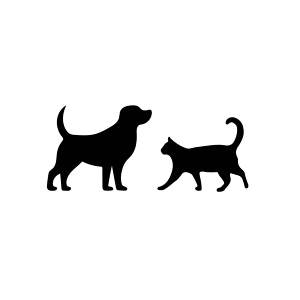 Kedi Köpek Kedi Köpeğin Silueti — Stok Vektör