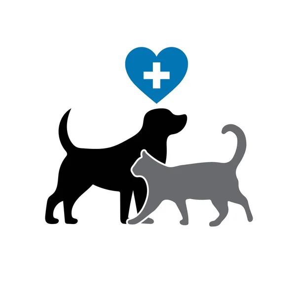 Значок Ветеринар Голубыми Сердца Домашних Животных Крест — стоковый вектор