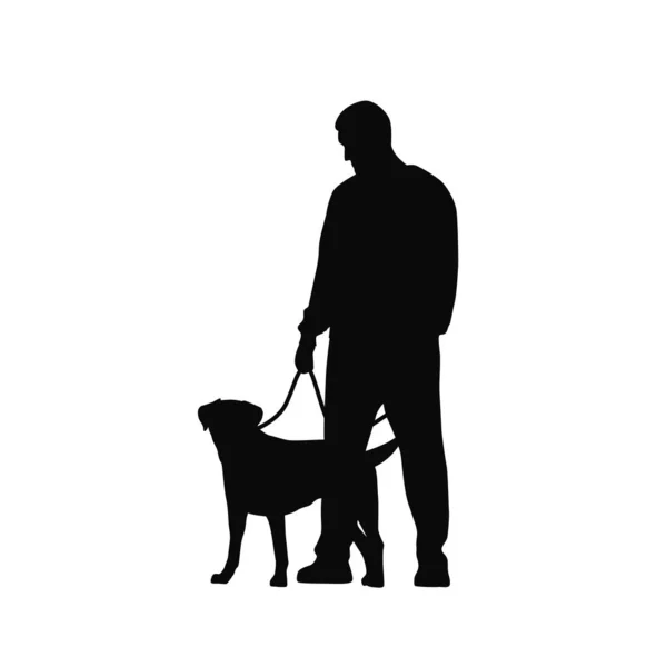 Mand Med Sin Hund Elsker Kæledyr Kæledyrselsker Silhuet – Stock-vektor