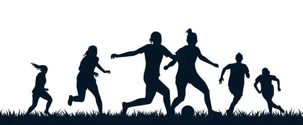 女性サッカー 女性サッカー サッカー選手 ボールを持つ女性 — ストックベクタ
