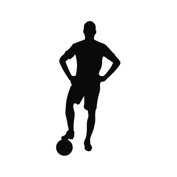 Voetbalspeler Silhouet Voetballer Man Met Bal — Stockvector