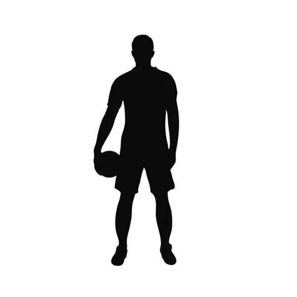 Силуэт Футболиста Футболиста Человека Мячом — стоковый вектор