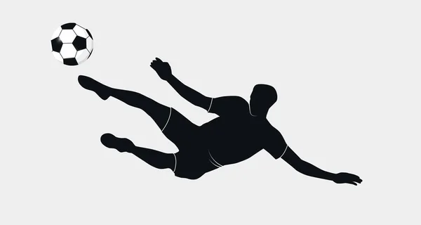 Homme Joueur Football Silhouette Footballeur Homme Avec Ballon — Image vectorielle