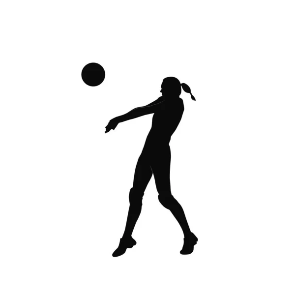 女性ボーイボールシルエット ボーイボールを持つ女性 — ストックベクタ