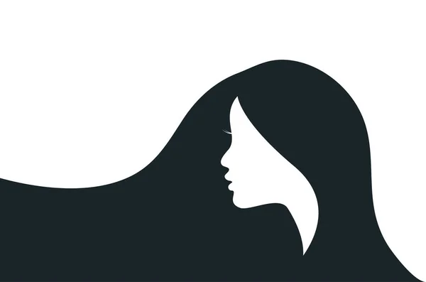 Silhouette Femme Aux Beaux Cheveux — Image vectorielle