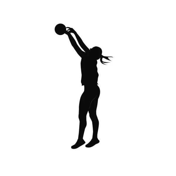 Волейбольные Женские Силуэты Женщина Волейболом — стоковый вектор