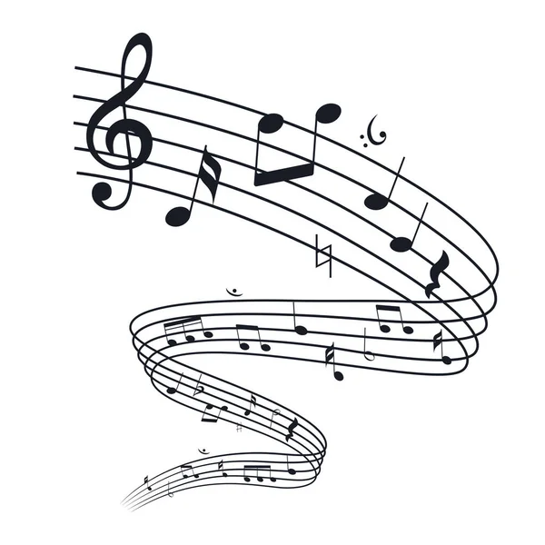 Ноутбук Музыкальная Нота Музыкальный Персонал — стоковый вектор