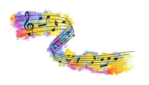 Ноутбук Музыкальная Нота Цветном Фоне — стоковый вектор